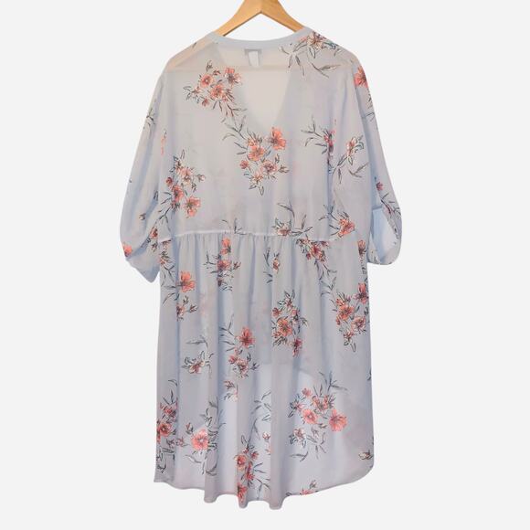 Torrid Lexie Women's Chiffon Floral Tunic Baby Doll Low High Sheer Size 1 - Picture 6 of 9